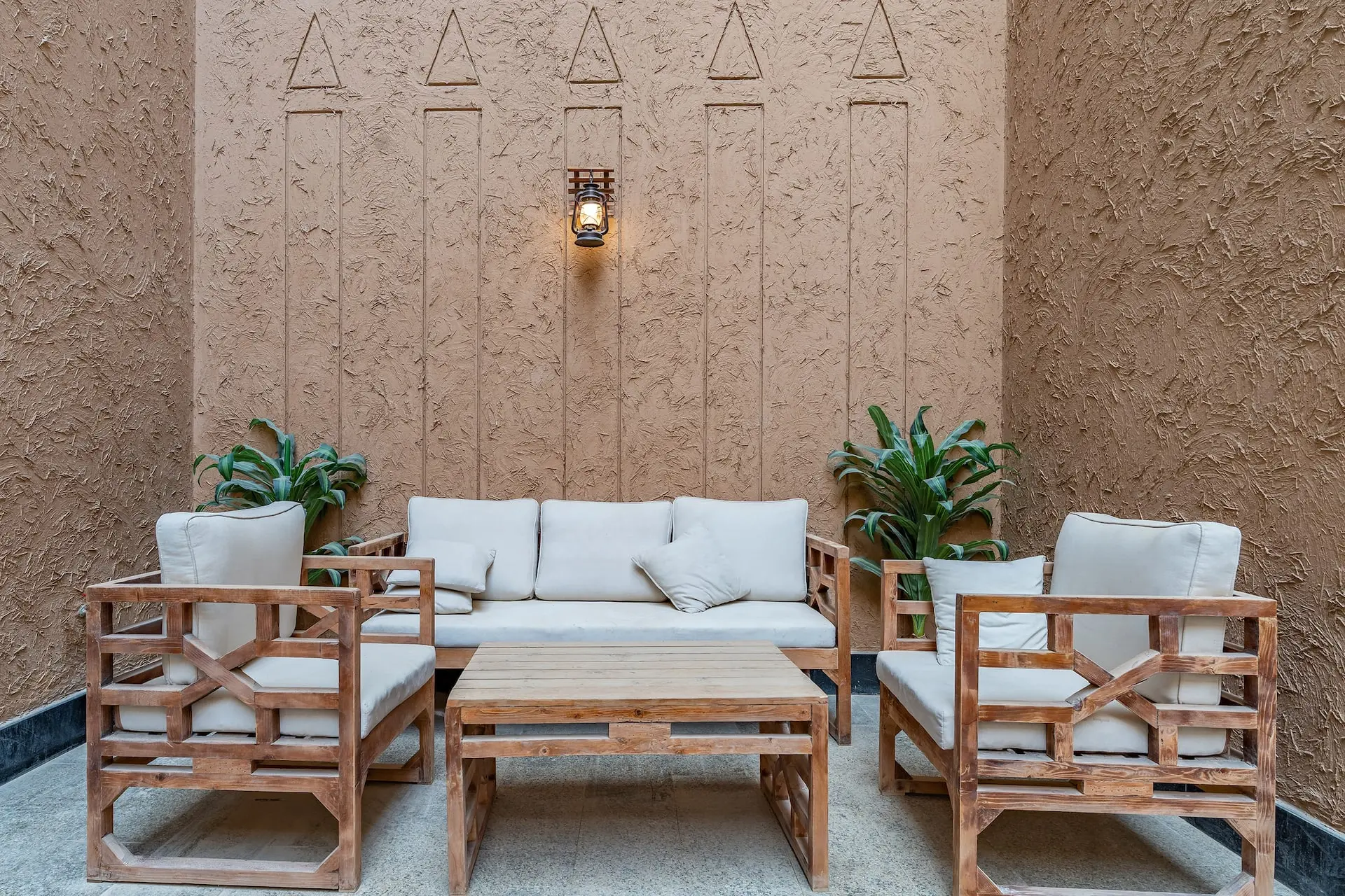 Najdi courtyard with traditional triangular wall motifs